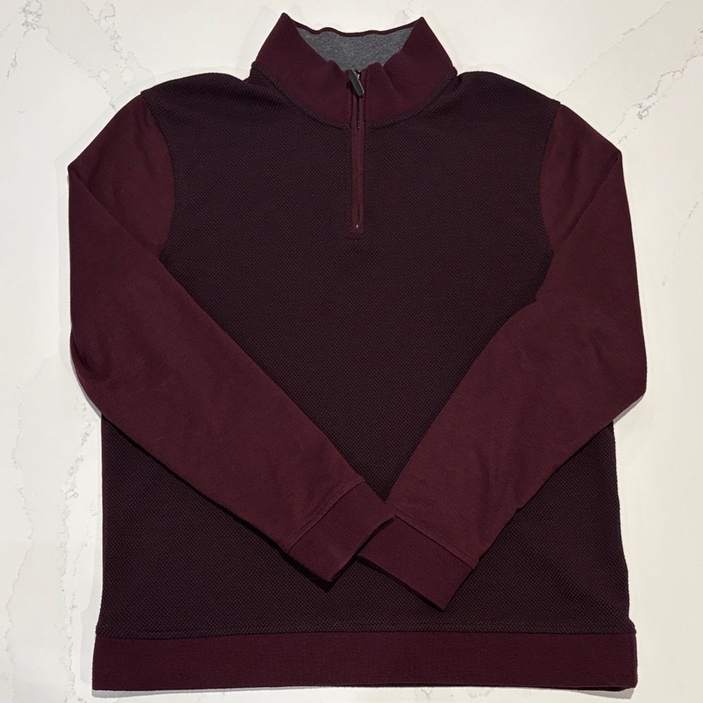 Ted Baker Maroon 1/4 Zip-Up Sweater Burgundy Size 4 (Med/Large)